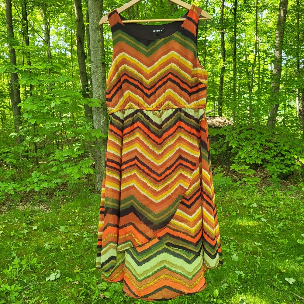 Orange Yellow High Low Sleeveless Dress